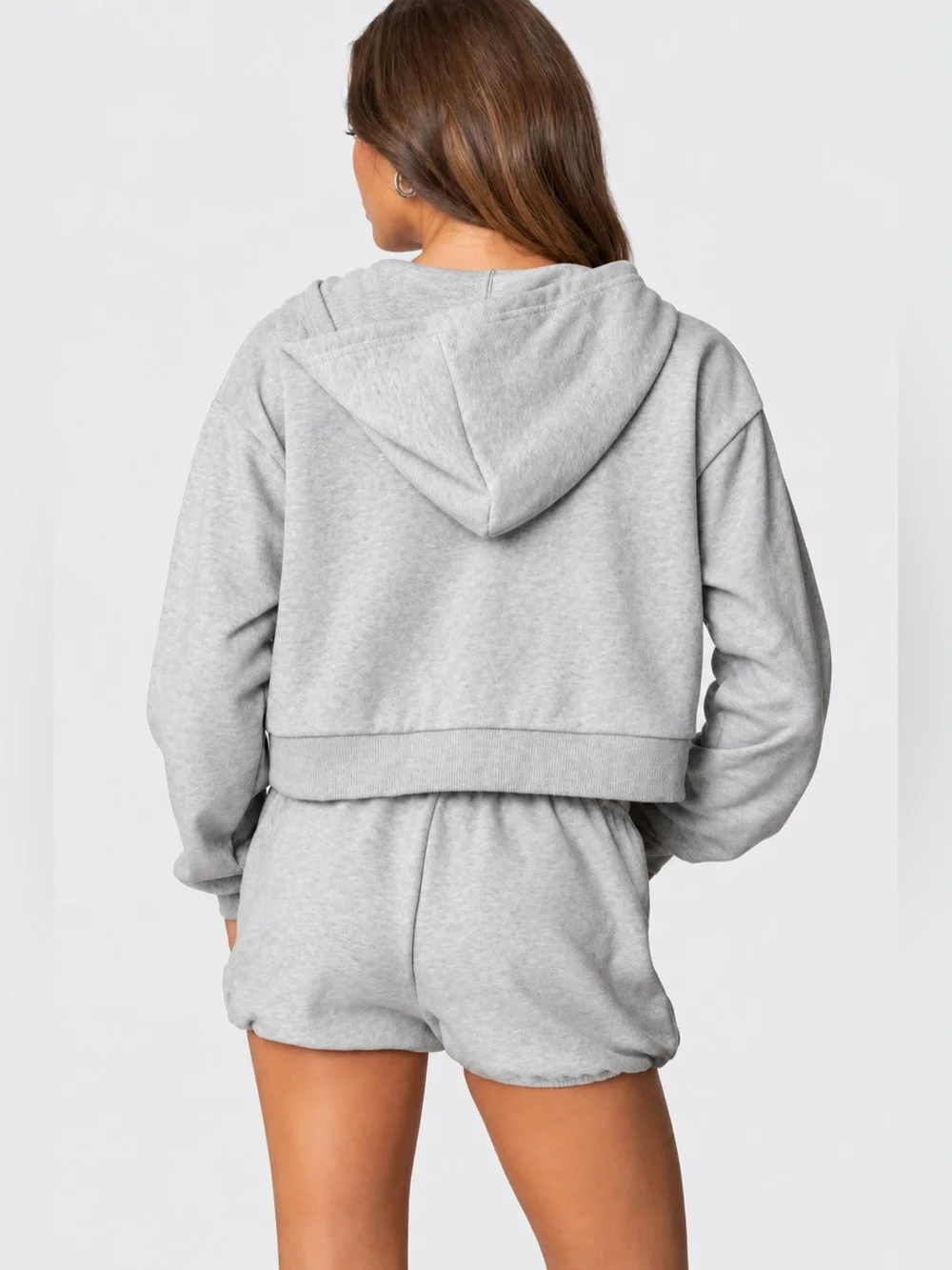 Wild Fable Cropped Zip-Up Hoodie Gray Size Large - Picture 2 of 6